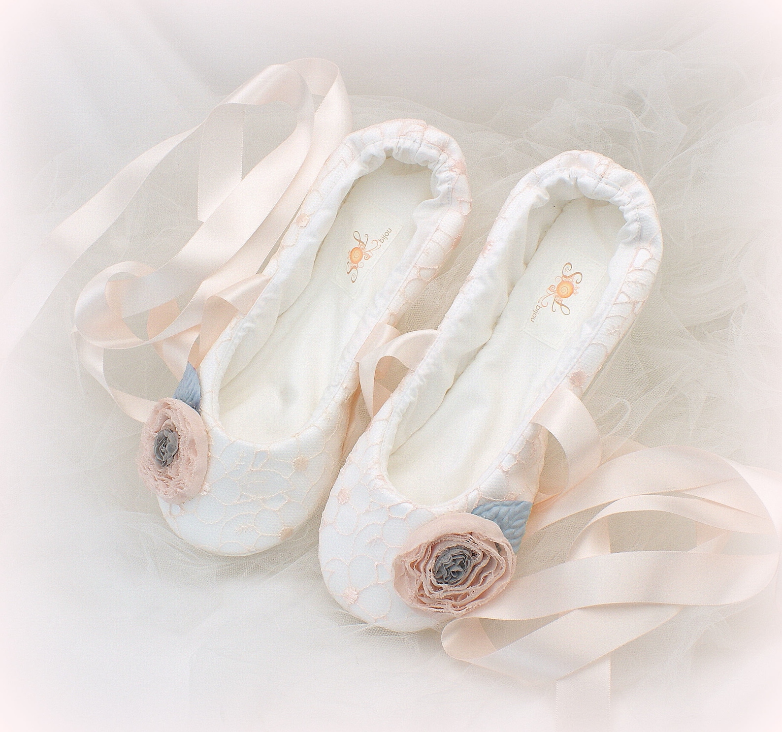 wedding ballet shoes blush ivory and blue wedding slippers with flowers custom ballet shoes ivory wedding flats shoes