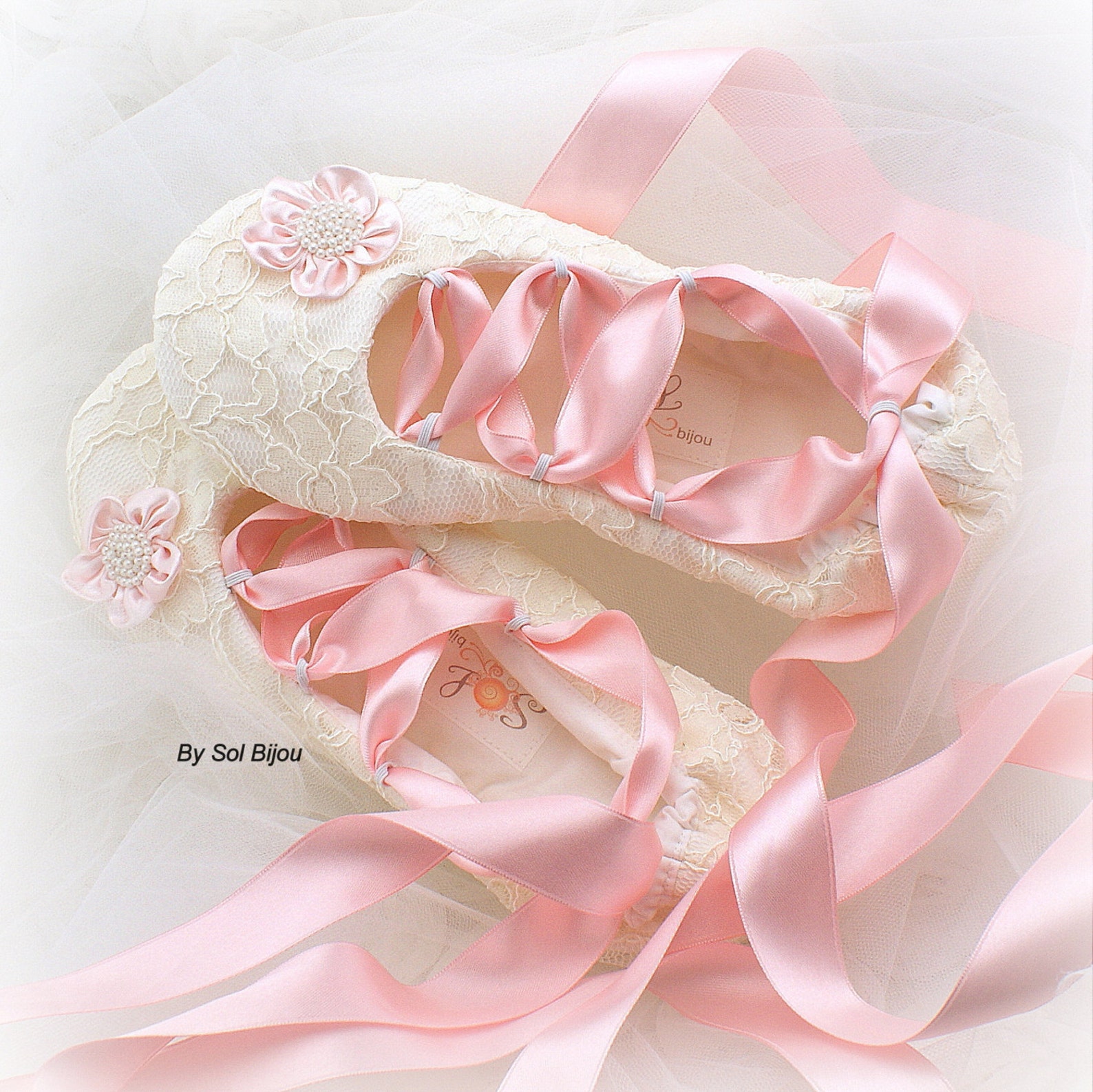 pink lace ballet flats