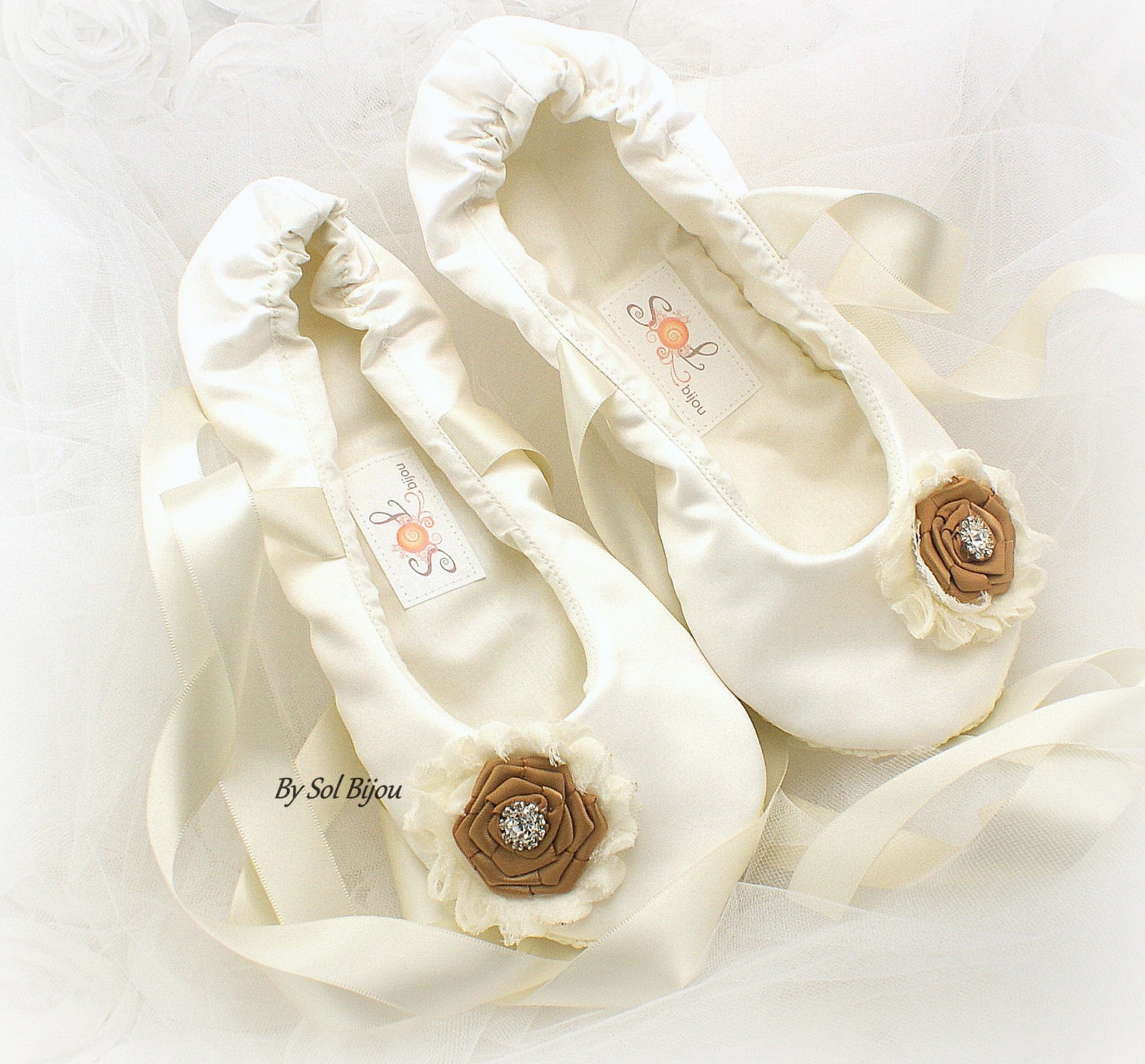 wedding bridal ballet flats ivory and gold wedding shoes with ribbon vintage style flats