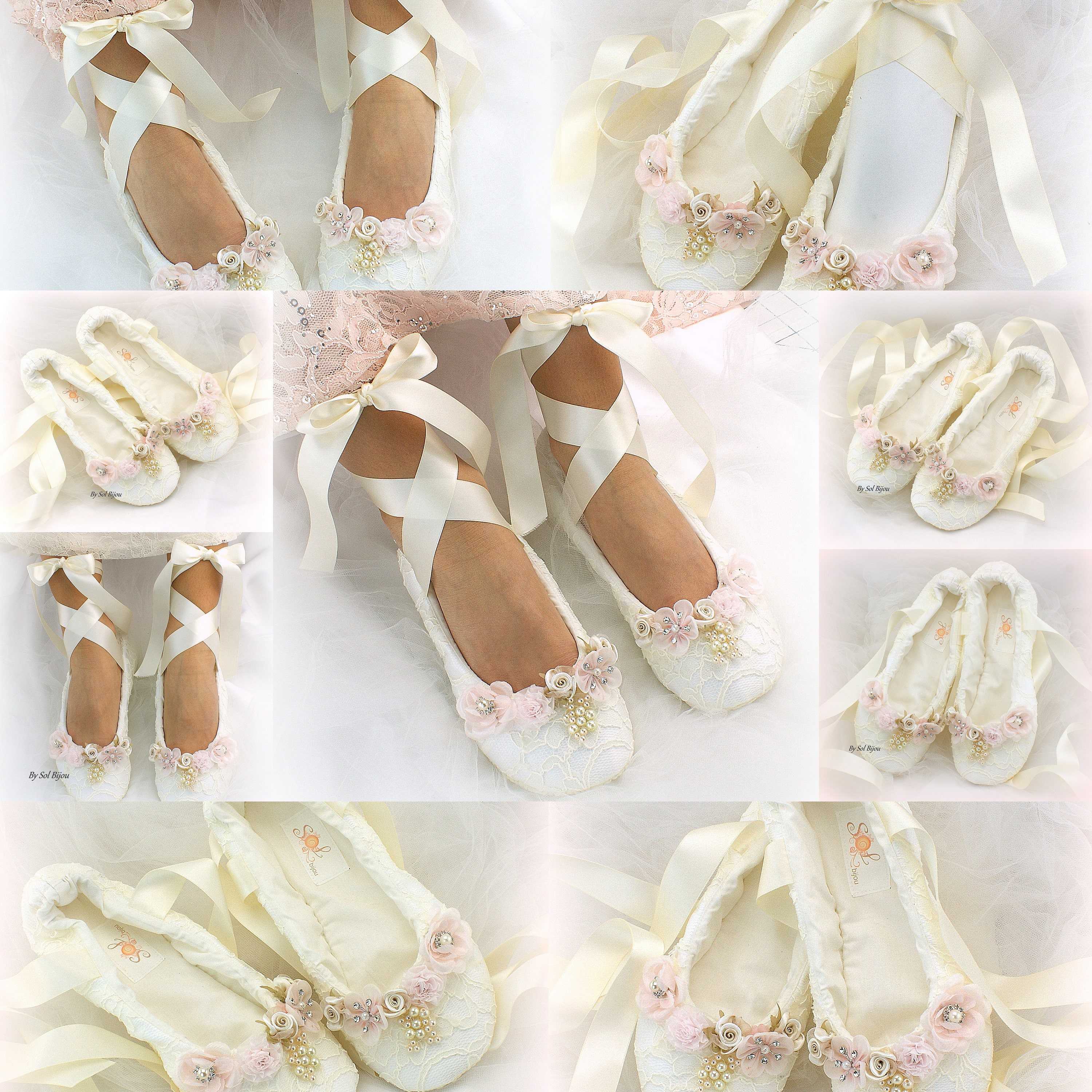 white satin ballet shoes with ribbon