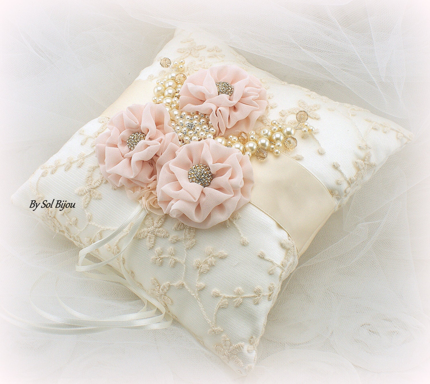 Ring Bearer Pillow Ivory Cream Gold Blush Ring Pillow Etsy