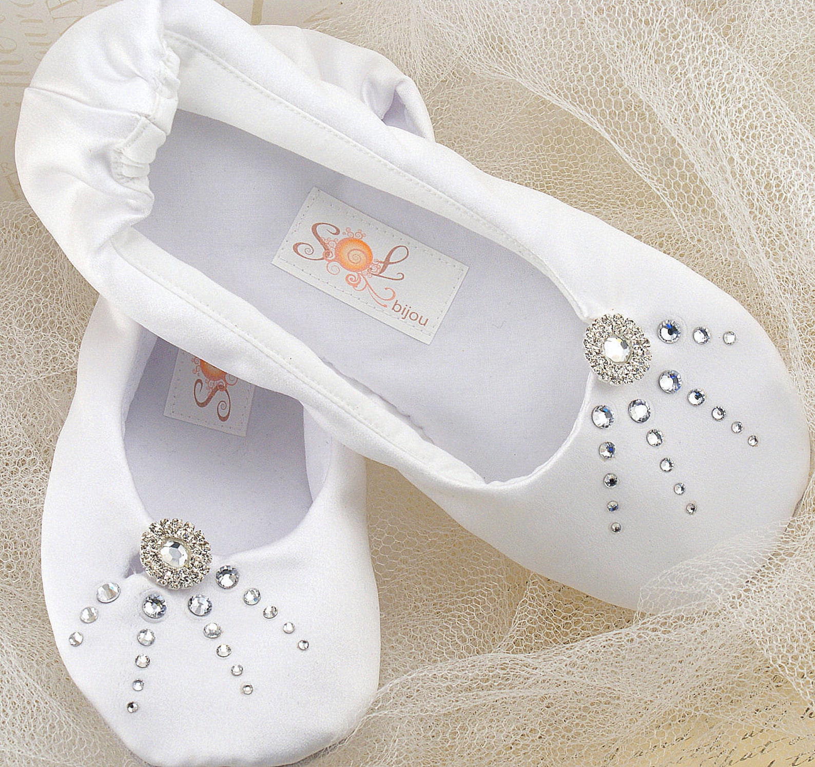 crystal ballet flats, white flats, wedding, shoes, flower girl, first communion, ballerina slippers, shoes, white, satin, crysta