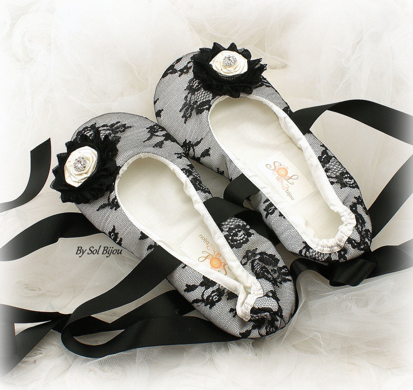 black ballet flats, black, ballet slippers,lace ballet flats, wedding, bridal, elegant,flats,lace up,ballerina slippers, flower