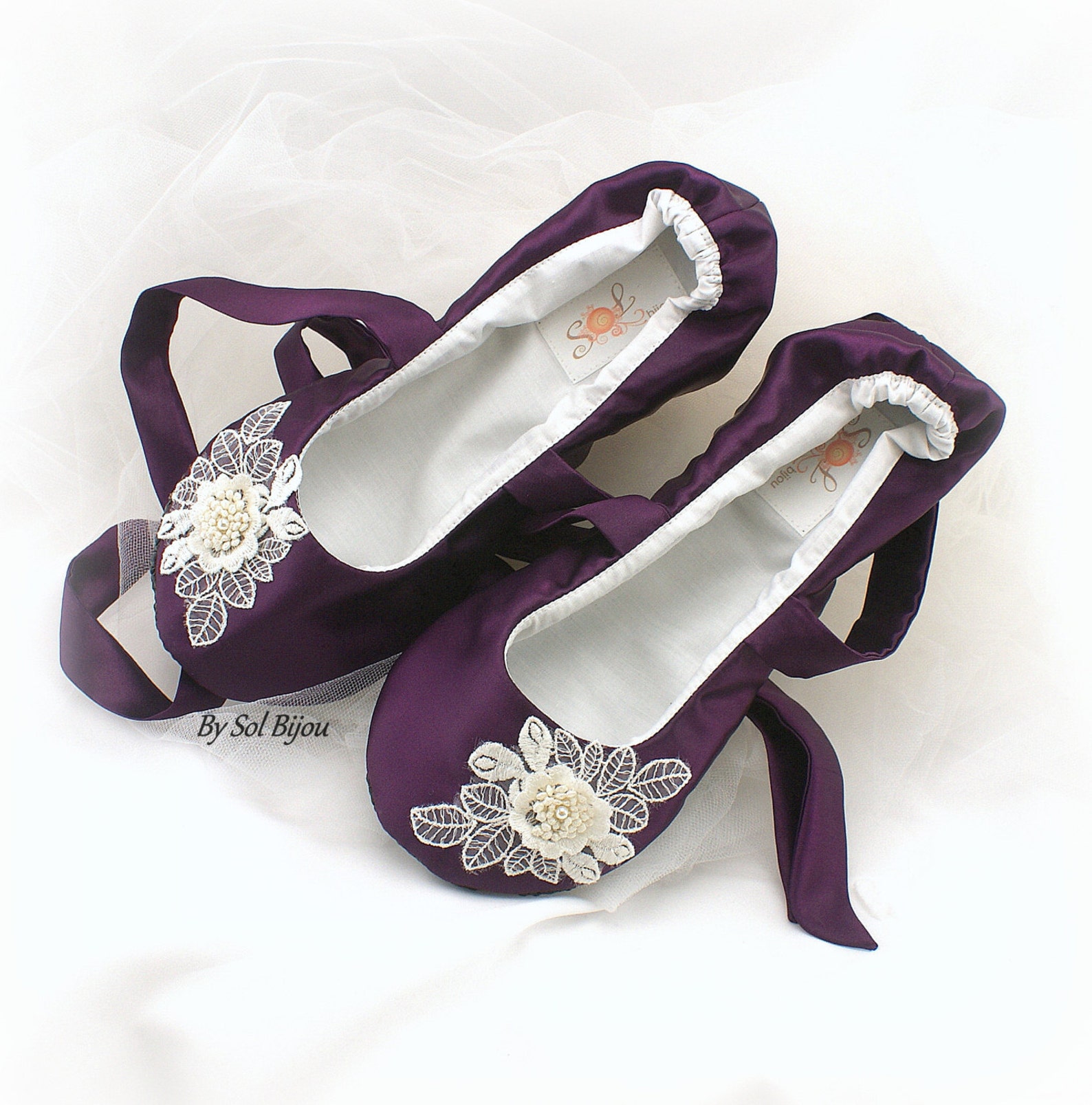 purple wedding ballet slippers plum ballet shoes with ties wide fit bridal shoes