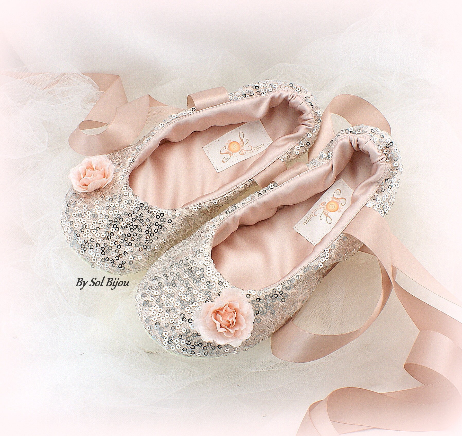 Women Sequin Ballet Shoes in Silver and Rose with Ankle Etsy