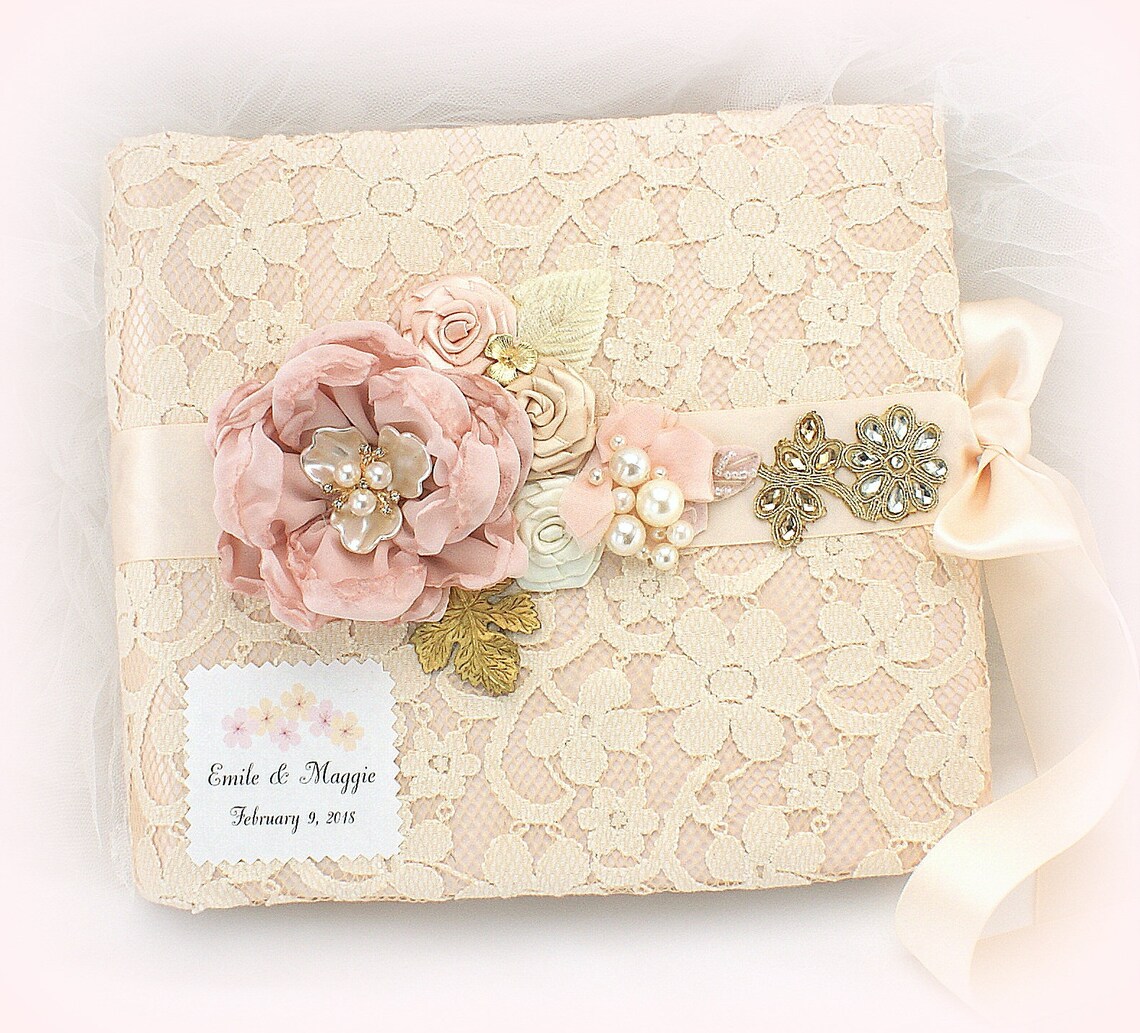 Wedding Photo Album Pink Blush Gold Personalized Photo Album Etsy