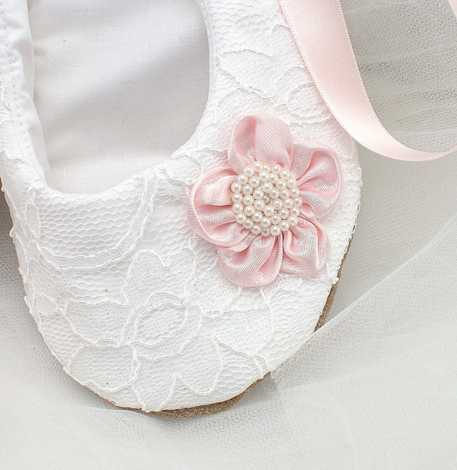 white and pink wedding ballet shoes, lace wedding shoes, ballet slippers, custom bridal shoes, wedding ballet flats