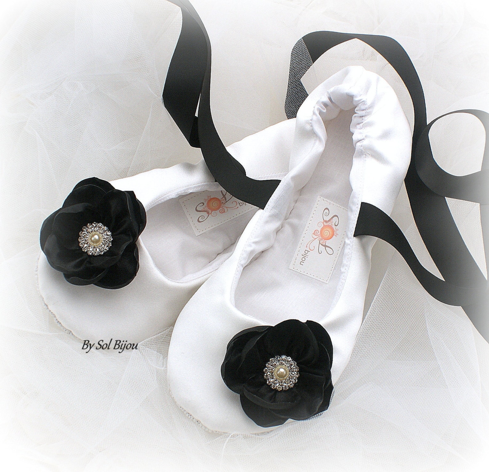 white and black ballet slippers with flowers and ribbon ties wedding shower shoes white and black ballet slippers with flowers and ribbon ties wedding shower shoes