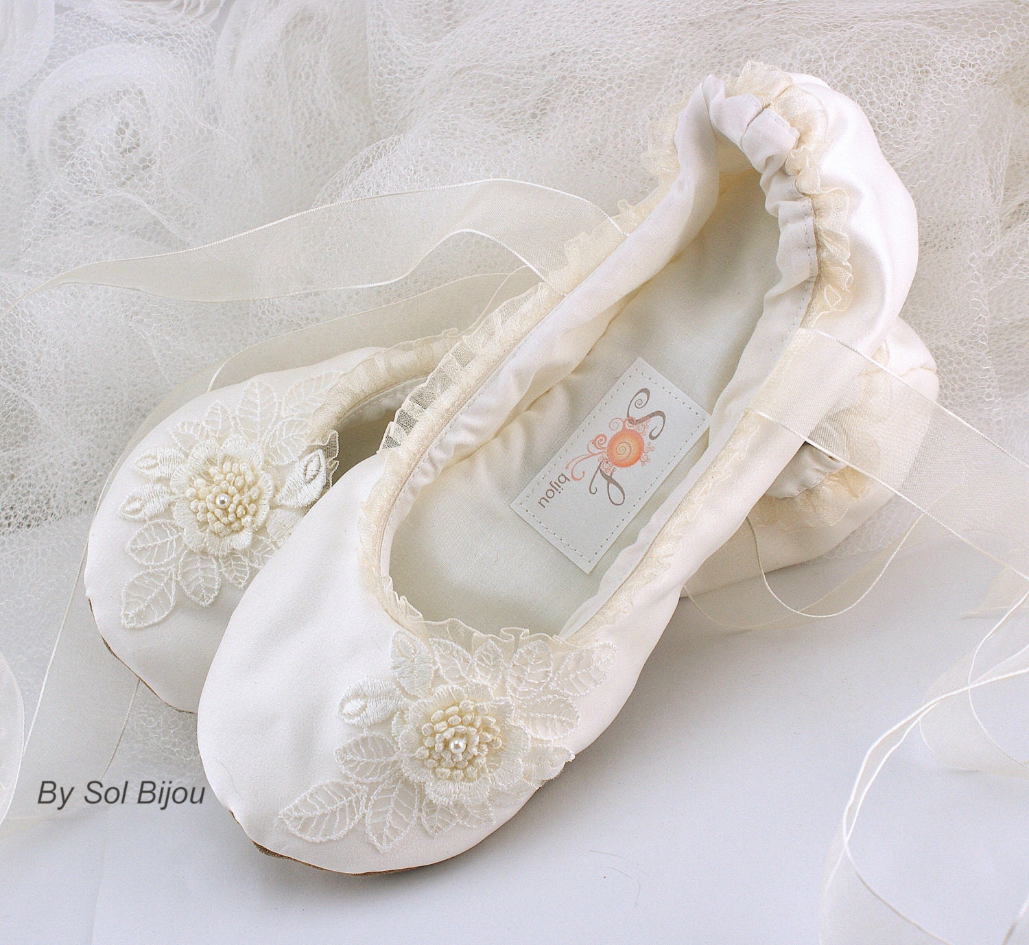 ivory satin slippers