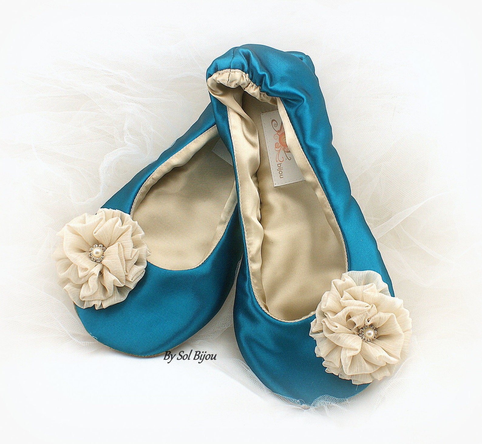 teal ballet shoes