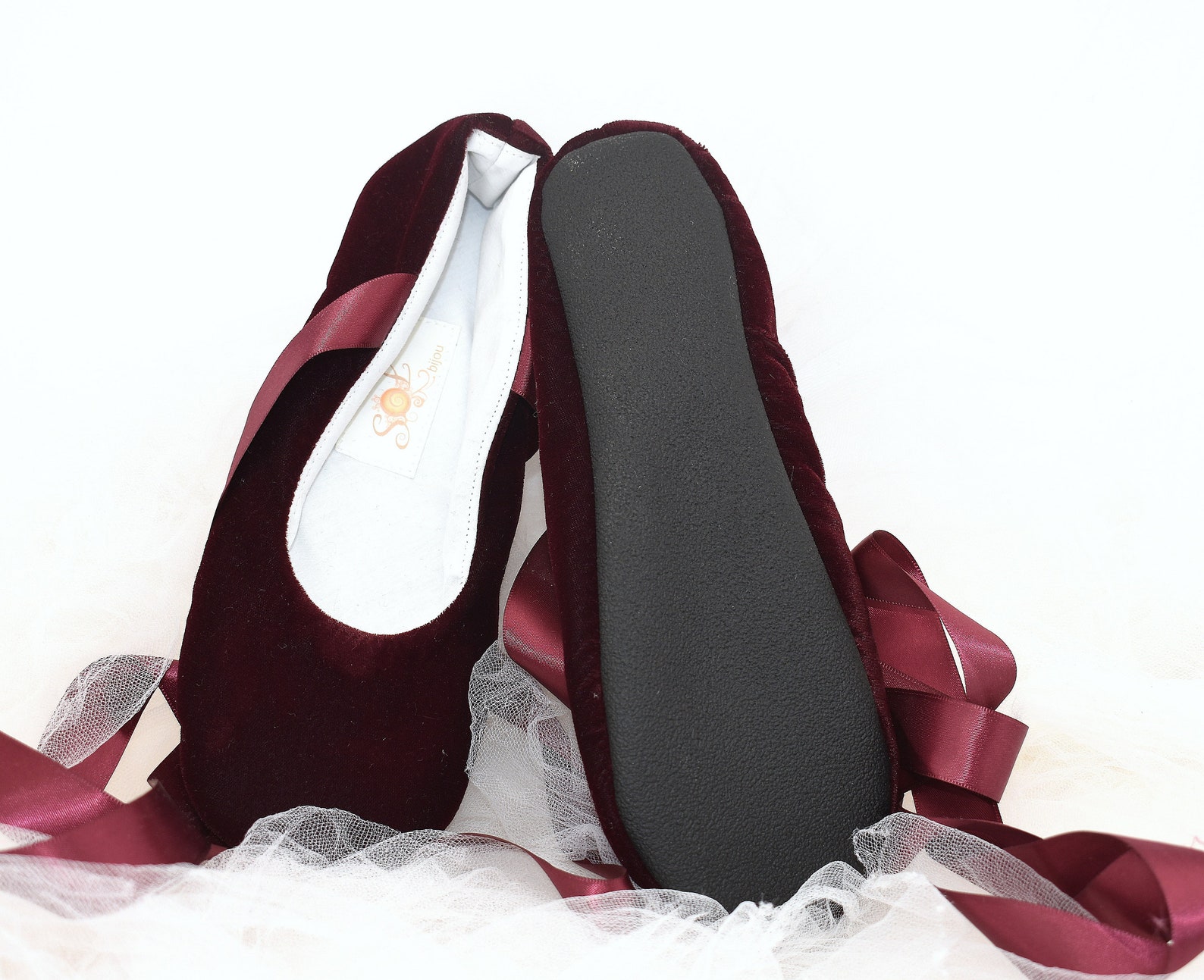 burgundy suede bridal shoes wedding ballet flats with satin ties slippers flats