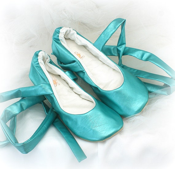 teal ballet shoes