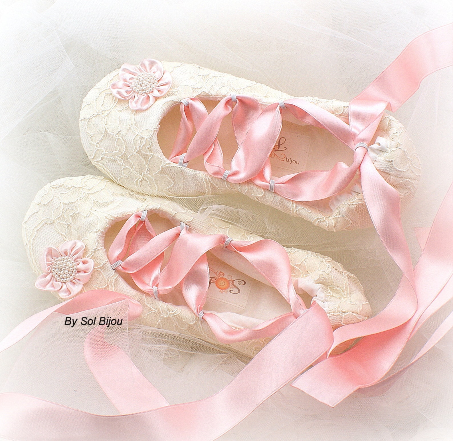 pink lace ballet flats