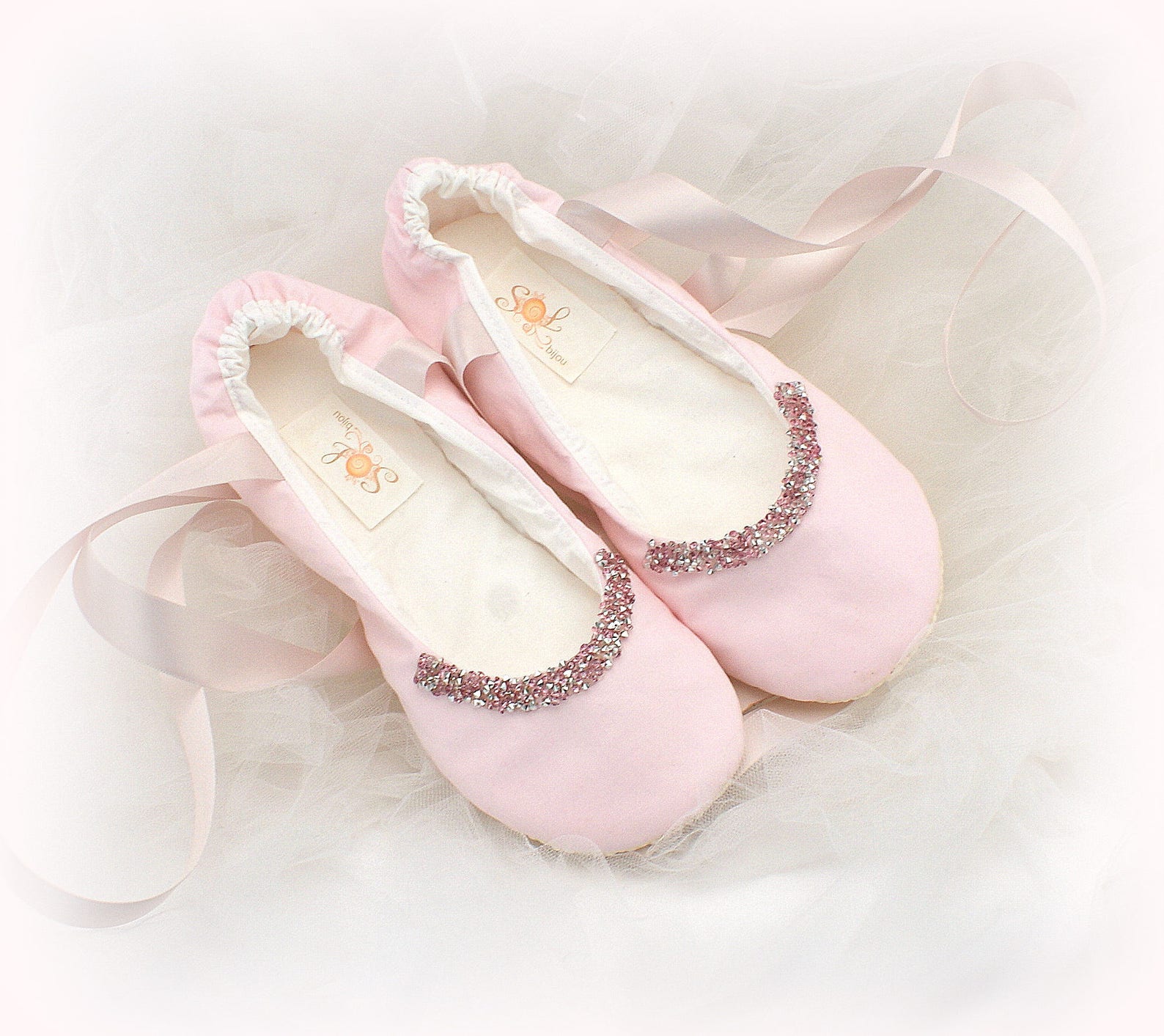 lace ballet shoes in ivory, blush and mint, custom wedding flats