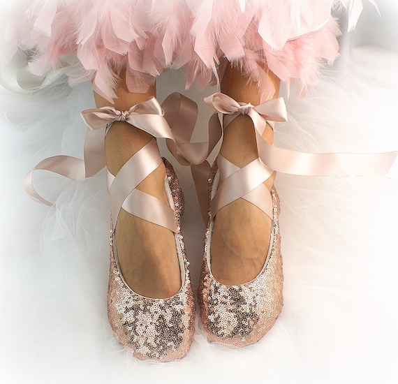 rose gold sequin flats