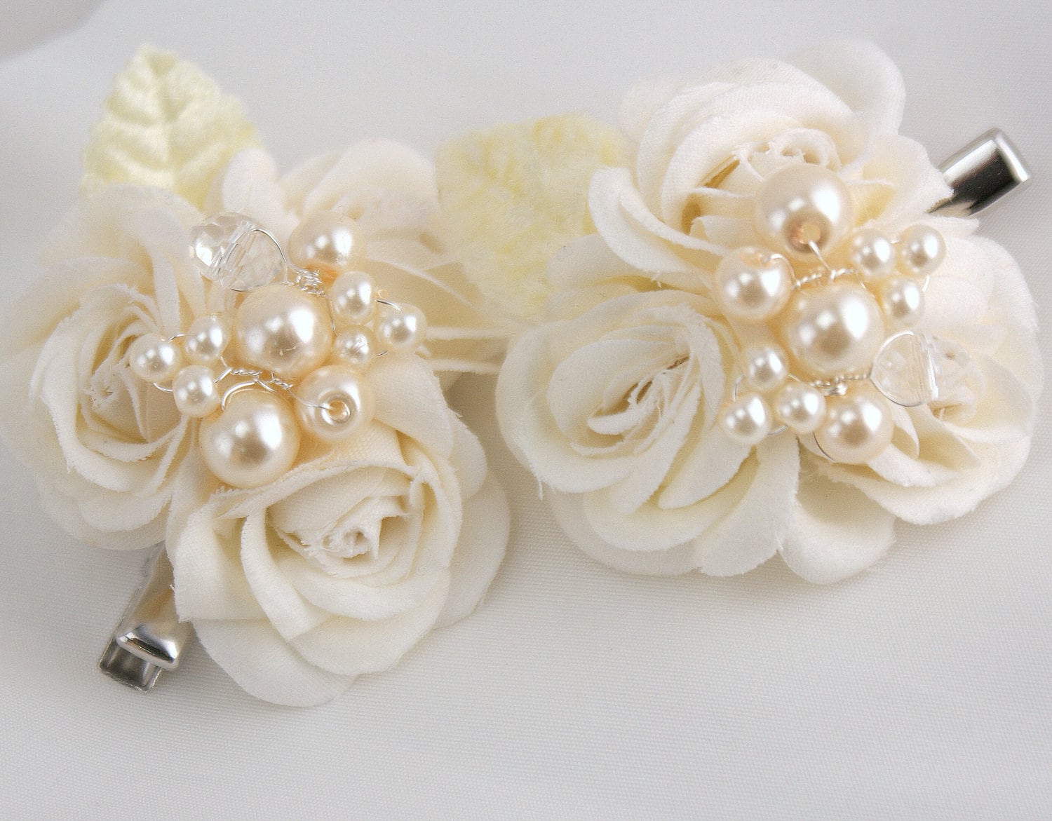 Bridal Hair Clips Fascinators in Ivory with Handmade Flowers Etsy