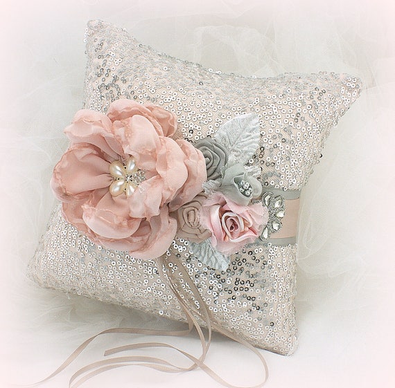 Wedding Pillow Gold Sequins Wedding Decor Champagne Sequin Wedding Ring Pillow Custom Sequin Ring Bearer Pillow Ring Cushion
