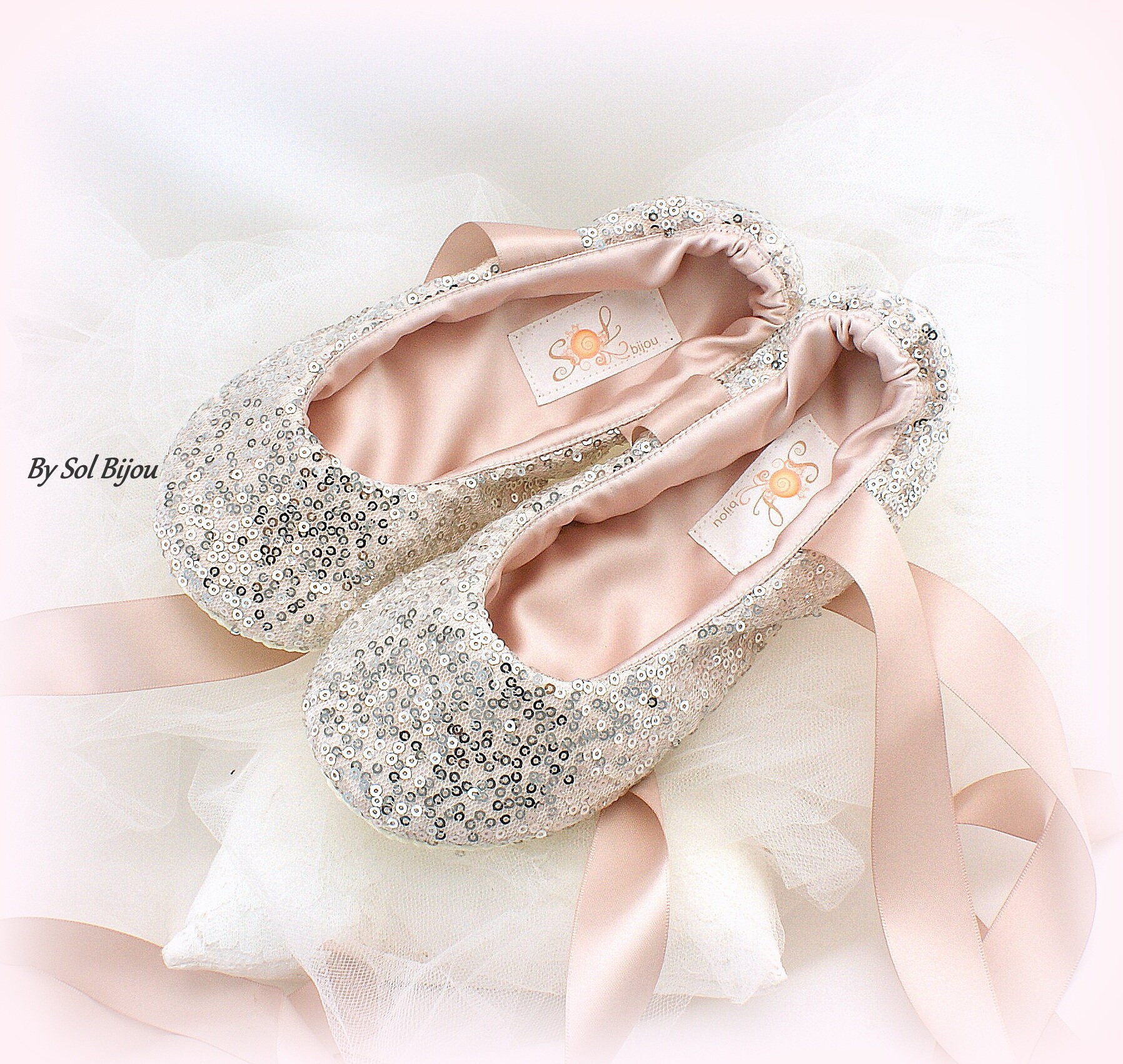 Women Sequin Ballet Shoes in Silver and Rose with Ankle Etsy