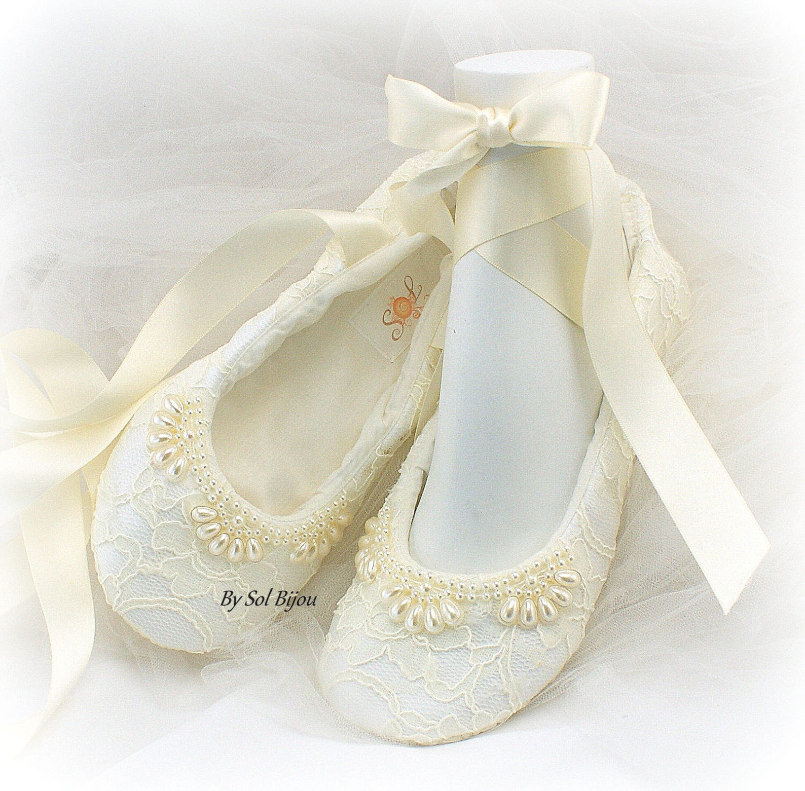 beaded ivory wedding ballet slippers with purple bows, lace bridal ballet flats in custom sizes