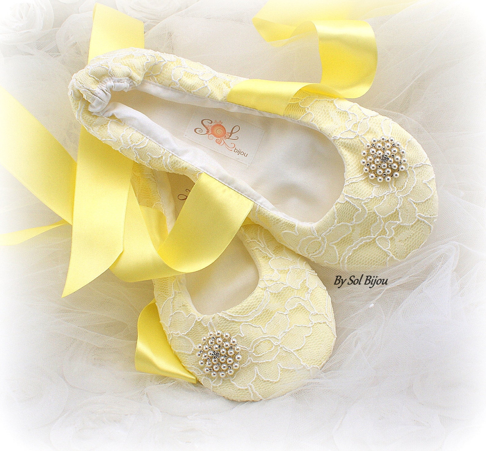 yellow ballet flats,beaded flats,flats with crystal,ballet slippers,flower girl flats,lace ballet flats,ivory,elegant wedding,vi