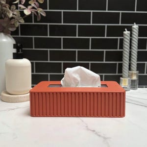 Short Tissue Box Cover - Modern Fluted Design - Fits short rectangular tissue boxes