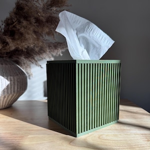 Square Tissue Box Cover Ribbed - Kleenex Box Cover - Tissue Holder - Bathroom Decor - Puffs Tissue Box - Housewarming Gift