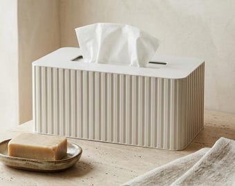 Fluted Rectangular Tissue Box Cover, Fits Kleenex, Modern Bathroom Decor