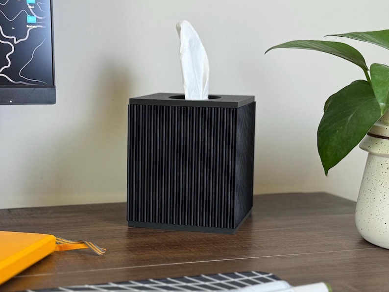 Square Tissue Box Cover Ribbed - Kleenex Box Cover - Tissue Holder - Bathroom Decor - Puffs Tissue Box - Housewarming Gift