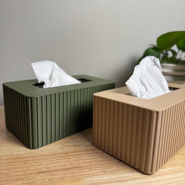 Rectangle Tissue Box Cover - Kleenex Box Cover - Tissue Holder - Modern Home Decor - Fluted Tissue Box Cover - Bathroom Decor