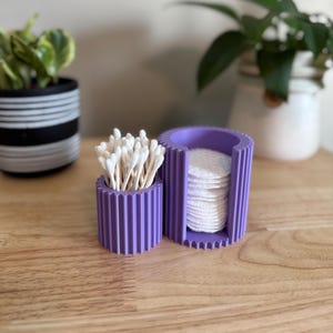 Q-Tip Holder and Cotton Round Holder Set - Modern Bathroom Storage - Facial Rounds Holder - Bathroom Organizer - Cotton Swab Holder
