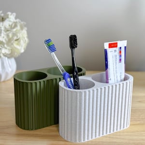 Fluted Toothbrush Holder - Bathroom Counter Organizer - Bathroom Accessory - Double Toothbrush Holder - Electric Toothbrush Holder