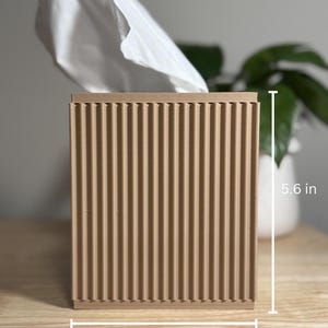 Beige ribbed tissue box cover external dimensions