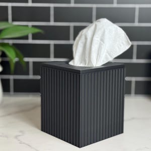 Square Tissue Box Cover Fluted - Back to School Gift - Teacher Gift - Kleenex Box Cover - Tissue Holder - Modern Home Decor - Bathroom Decor