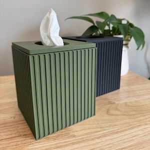Housse de boîte à mouchoirs carrée cannelée - Housse de boîte Kleenex - Porte-mouchoirs - Décoration d'intérieur moderne - Décoration de salle de bain - Cadeau de pendaison de crémaillère