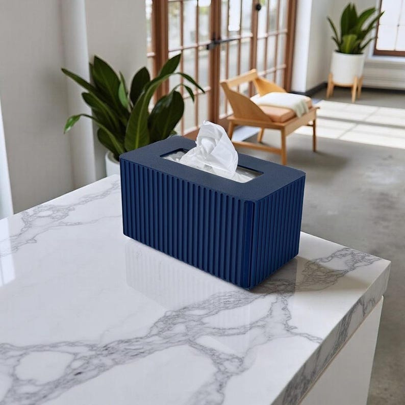 Costco Rectangular Kleenex Tissue Box Cover  - Standard Kleenex Box Cover - Modern Home Decor - Fluted Tissue Box Cover - Bathroom Decor