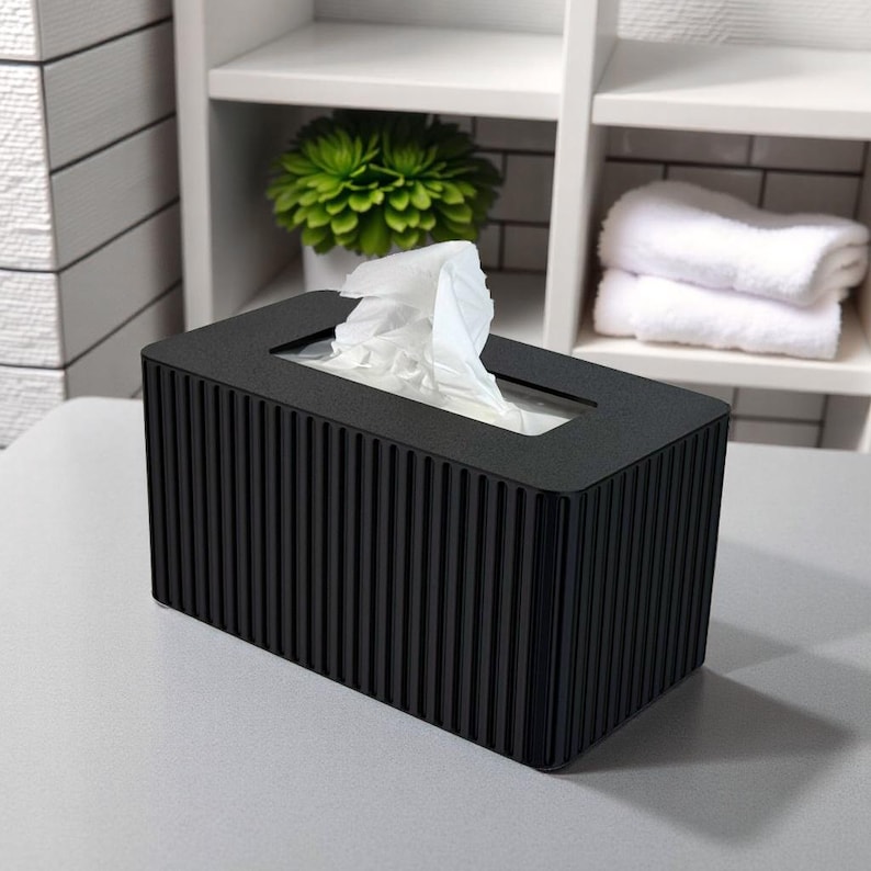 Costco Rectangular Kleenex Tissue Box Cover  - Standard Kleenex Box Cover - Modern Home Decor - Fluted Tissue Box Cover - Bathroom Decor