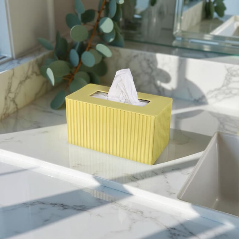 Costco Rectangular Kleenex Tissue Box Cover  - Standard Kleenex Box Cover - Modern Home Decor - Fluted Tissue Box Cover - Bathroom Decor