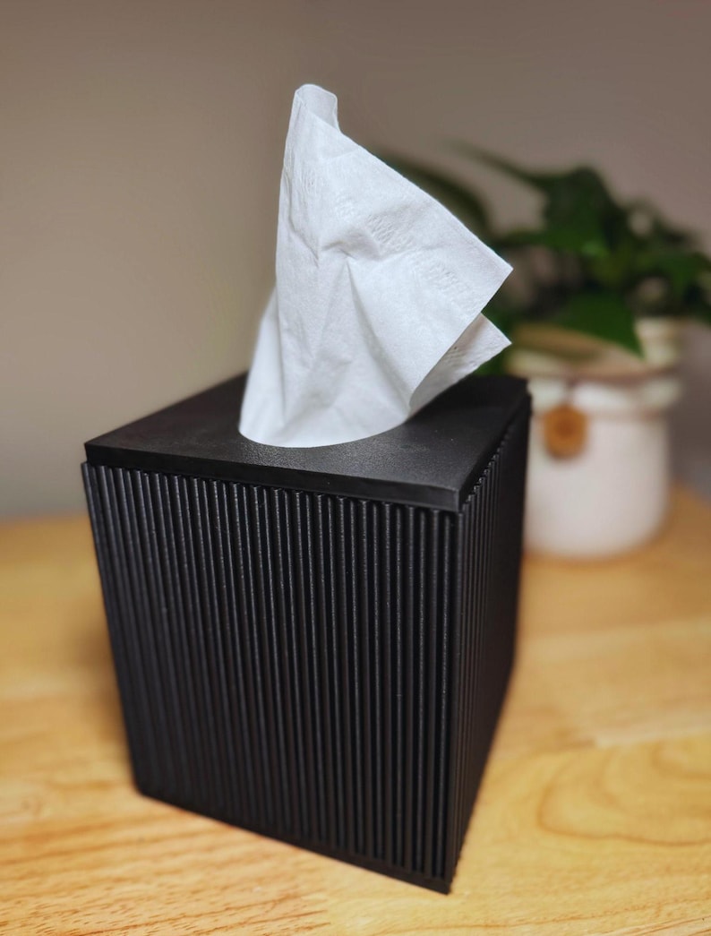 Square Tissue Box Cover Ribbed - Kleenex Box Cover - Tissue Holder - Bathroom Decor - Puffs Tissue Box - Housewarming Gift