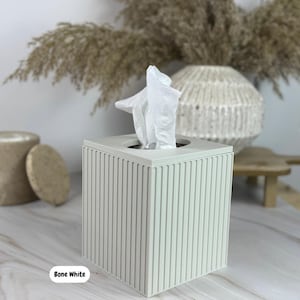 Cube Tissue Box Cover Fluted - Kleenex Box Cover - Holds Most Brands - Modern Home Decor - Bathroom Decor - Housewarming Gift