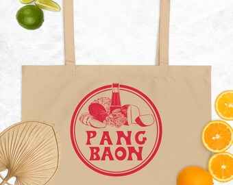Pang Baon Large Tote Bag, Fun Filipino Humor Design
