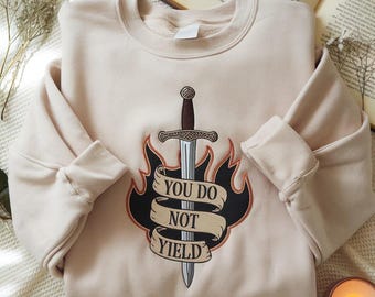 Sudadera bordada "No te rindas", camiseta de Tronos de Cristal, camiseta de lectura, camiseta de Aelin Galathynius, Reino de Ceniza, Ciudad de la Luz Estelar