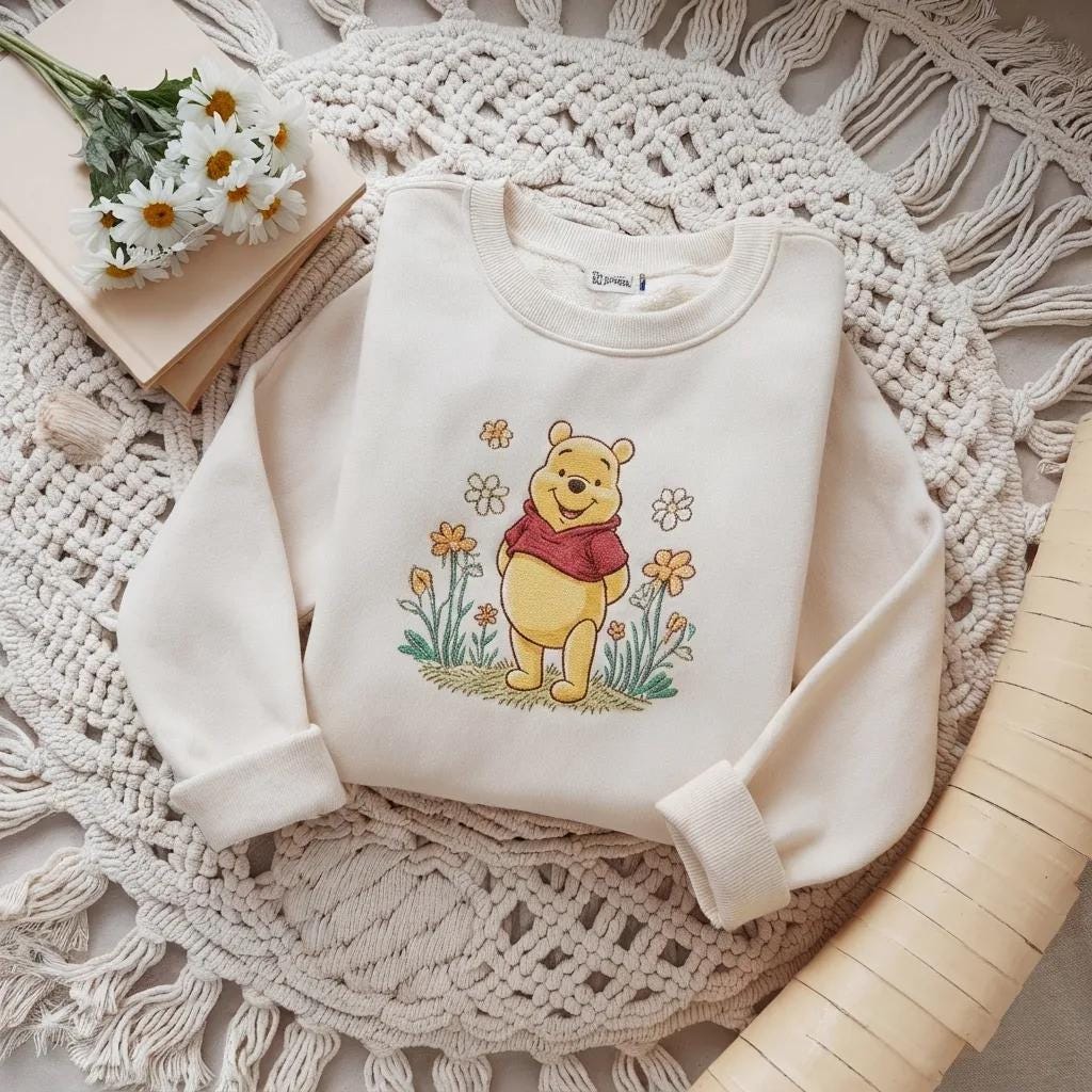 メンズ Disney くまのプーさん 刺繍 ハチ 花柄 ディズニー スウェット