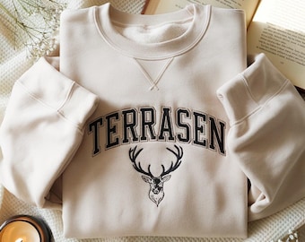 EMBROIDERED Terrasen Sweatshirt, Throne of Glass Shirt,Fantasy Bookish Crewneck,ACOTAR TOG Fandom Sweater,Aelin Galathynius,Book Lover Shirt
