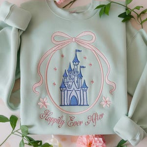 EMBROIDERED Coquette Bow Happily Ever After Shirt, Disney Bachelorette Shirt, Magical Castle Shirt, Bride To Be Shirt, Disney Bride Shirt