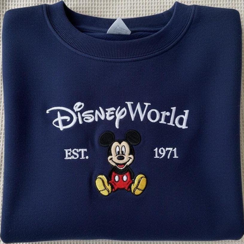 Disney World Embroidered Sweatshirt, Mickey Mouse Est 1971 Sweater