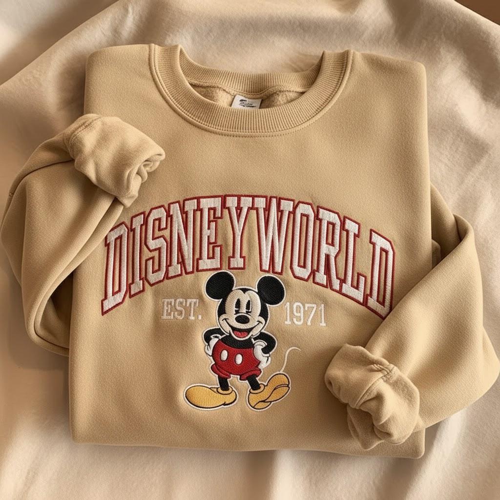 Disney World Embroidered Sweatshirt, Mickey Mouse EST 1971 Sweater