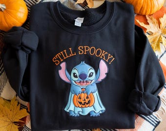EMBROIDERED Stitch Halloween Sweatshirt, Still Spooky Stitch Ghost Shirt, Disney Halloween Crewneck, Disneyland Halloween, Spooky Season