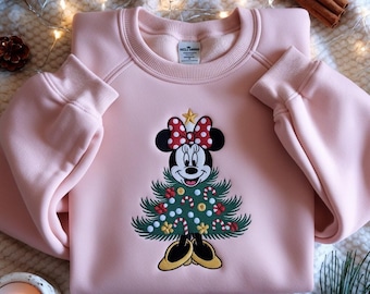 EMBROIDERED Minnie Christmas Tree Sweatshirt, Disney Holiday Crewneck, Minnie Mouse Xmas Shirt, Minnie Merry Christmas, Christmas 2025 Shirt