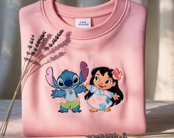 Sudadera bordada de Lilo y Stitch, camiseta a juego de Ohana, camiseta de Disney "Ohana Family Means", camiseta de Ohana, camiseta de Disney Hawaii