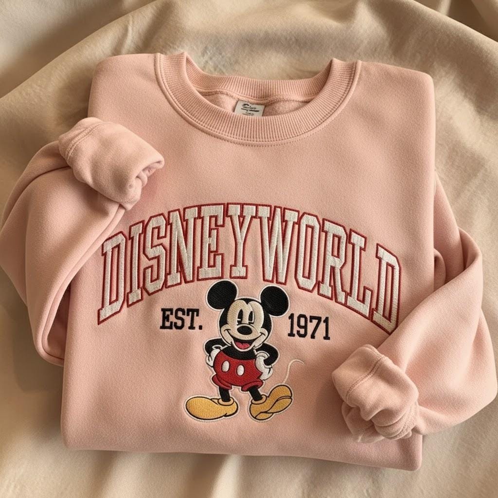 Disney World Embroidered Sweatshirt, Mickey Mouse EST 1971 Sweater